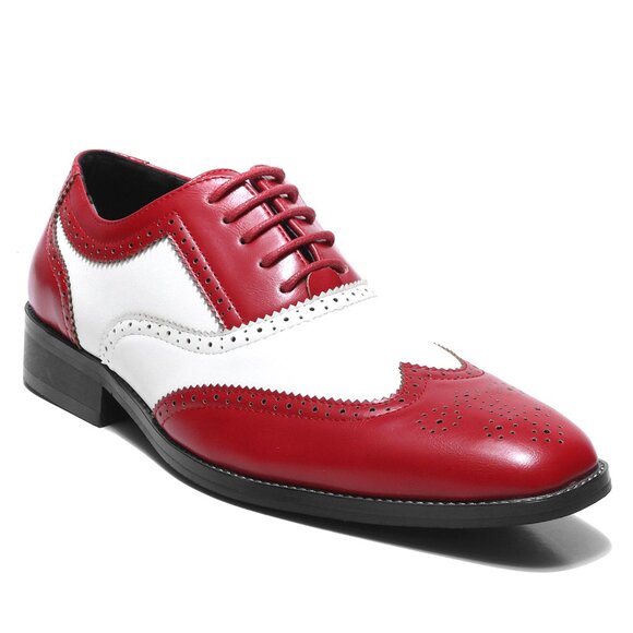 Red White 1920\'s Wingtip Lace up Oxford Dress Shoes main image 7